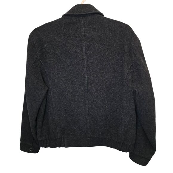 Dockers Men's L Charcoal Black Wool Blend Full Zip Bomber Coat Jacket - Picture 5 of 16